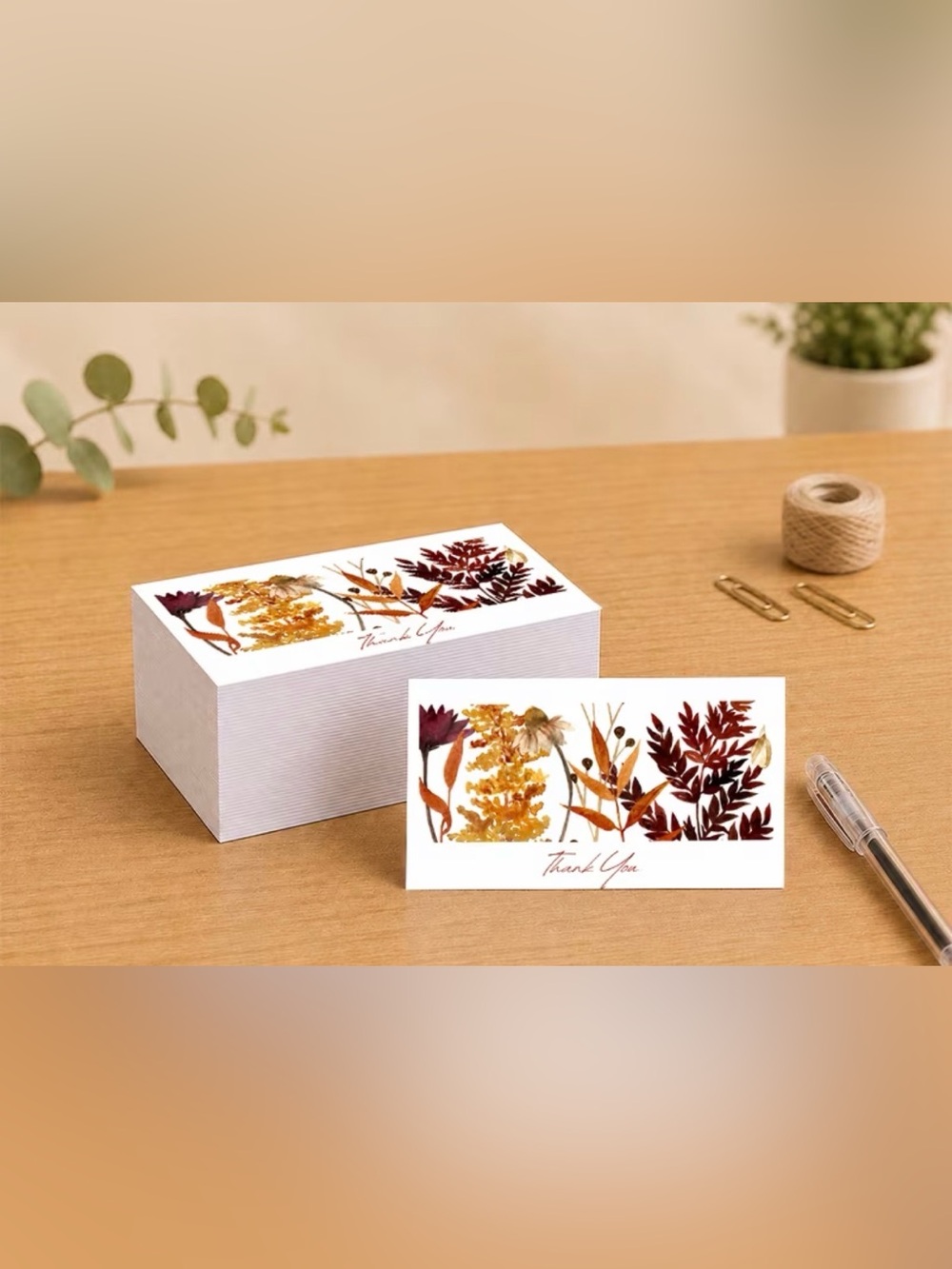 Thank You Note Cards - Autumn Leaves Design Set of 50